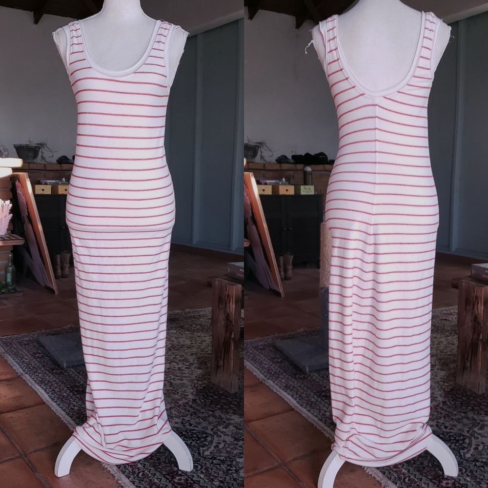 Save $100 - Anthropology Dolan Red and White Stretchy Maxi Tank Dress